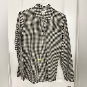 Goodthreads Men’s Black and White Gingham Check Long Sleeve Slim Fit Small